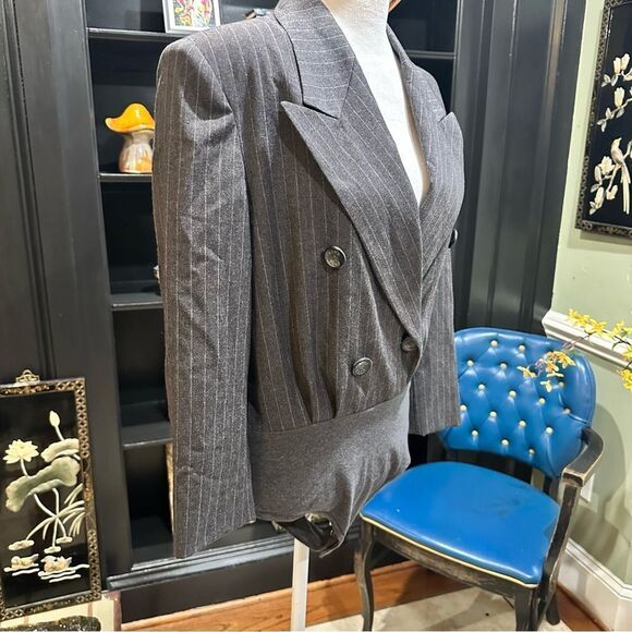 Michael Kors Vintages 90s Pinstripe Blazer Bodysuit Size 6 - Picture 8 of 10